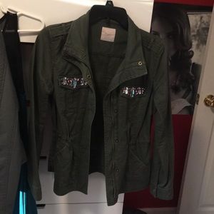 Jeweled Candie’s Green Army-Style Jacket Medium